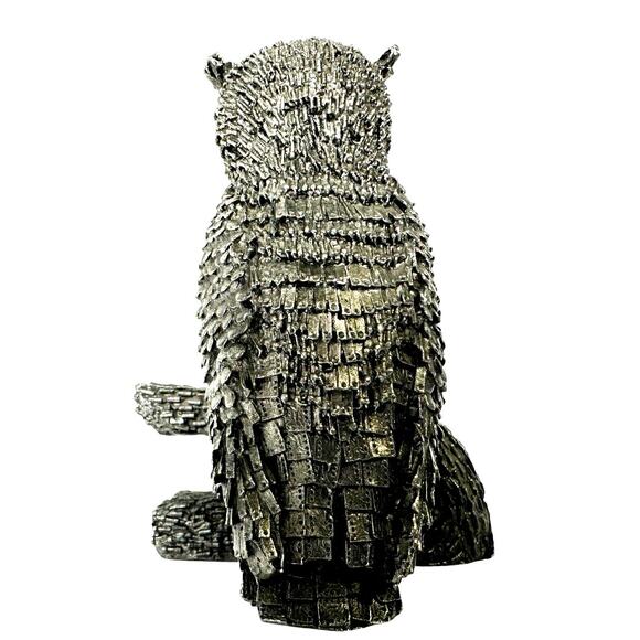 Honeywell Hudson RS Pewter Snow Barn Owl Computer Chip Figurine 3" Paperweight - Picture 3 of 6